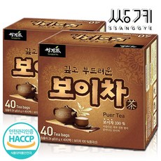 쌍계 쌍계명차 깊고 부드러운 보이차 40+40T중국산, 40개입 × 2개, 40개