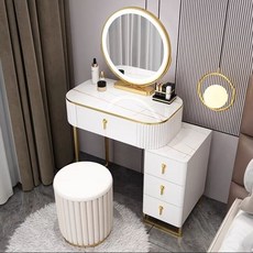 Montheria 화장대 세트 LED거울 연예인 화장대 거울 포함 B918-15, 화이트골드A, 80cm