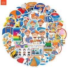 Blippi 스티커 만화 방수 낙서 스티커 세트 50 매