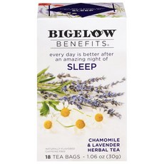 Bigelow Benefits Sleep Chamomile Lavender Herbal Tea 18 ct 18 Count (Pack of 1), 181.44g, 1개