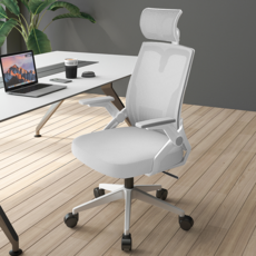 Kurua 라텍스 사무용 메쉬의자 의자 화이트+그레이, 라텍스+헤드레스트/팔조절