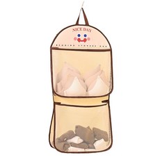 루이리 다용도 걸이형 메쉬 수납 정리함 2단 브라 양말 속옷 보관 걸이, 브라운, 1개
