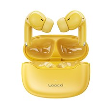 Toocki 무선 ANC ENC 노이즈 캔슬링 커널형 TWS 블루투스 이어폰, 노란색