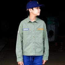 유니온스카웃 COTTON SHIRTS JACKET-OLIVE 주니어 셔츠 자켓 - 유니온스카웃