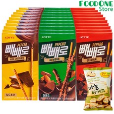 [푸드원스토어] 빼빼로 혼합 30개 (오리지날10 아몬드10 누드10) + 마늘바게트 1개, 1세트