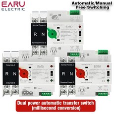단상 딘 레일 ATS PV 220V 이중 전원 자동 전송 전기 선택기 스위치 무정전 2P 4P 100A 110V, [02] City Grid-Generator, [02] 2P 220V, 1개