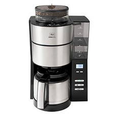 Melitta AromaFresh 1021-12 필터 커피 머신 보온 용기 및 통합 그라인더 약 10컵, 유리병, 검은 색