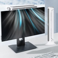 NORMIA RITA 블레이드리스 클립 온 전기 팬 35.6cm14 화이트 타워 USB 데스크 사무실용 4가지 속도 조용함 무선 충전식 평면 곡선형 모니터 노트북에 적합
