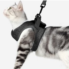 고양이하네스 가슴줄 리드줄 세트 고양이목줄, 하네스 S, 그레이