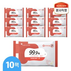 소확행몰 손소독 누리케어 소독용 휴대용 물티슈 20매x10팩, 20매입, 10개