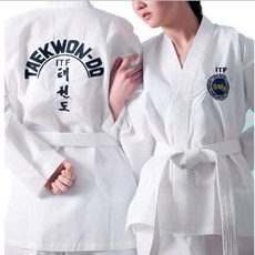 새로운 ITF 태권도 승인 흰 면화 학생 Doboks 정장 무술 기모노 태권도 제복 긴 소매 휘트니스 Gi|기타 피트니스 & 보디빌딩 제품|, 1개, White