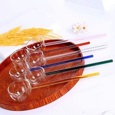 UNBAISER 고붕소 내열유리 국자 유리 국자 티스푼 긴손잡이 국자 컬러별로 1개씩=6... 6개, 1개, 핑크색