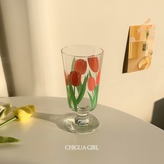 복고풍 프랑스 튤립 유리컵 집들이선물 테라맥주 씨네샵 홈카페 꽃피는술잔 찰리 손안에마트