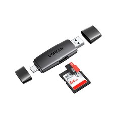 UGREEN SD 카드 리더 Type-C OTG 대응 1대 2역 USB3.0 Microsd sd 카드 리더 2TB까지 대용량 카드에 대응 Android 스마트폰 태블릿 MacBook Windows PC에 적용, 1개