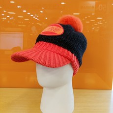 루이까스텔 여성 겨울 @ 퍼방울 와펜 니트 모자, O(오렌지)