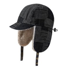 LOOKING4U 더캡 데님 이어머프 트루퍼햇 C1 블랙