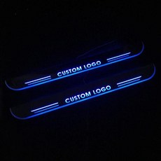 맞춤형 자동차 로고 폭스바겐 골프 7 MK7 2014 - 2018 VW 무빙 LED 웰컴 페달 자동차 스커프 플레이트 페달 도어 통로 조명, 9.All 4pcs white, 9) All 4pcs white