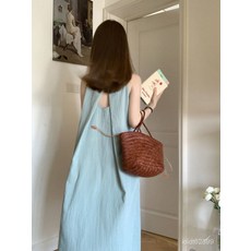 choyur 뒤 트임 펀칭 원피스 바캉스 루즈핏 민소매 스커트GJL002