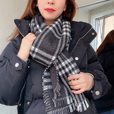 양면 체크 머플러 베이지 브라운 네이비 블랙 목도리