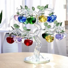 해외 241496 / 크리스탈 사과 나무 12 8 6 사과 Fengshui 공예 홈 장식 인형 크리스마스 새해 선물 기념품 장식 장식품, 8 hangs