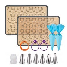 14pcs 케이크 장식 도구 배관 팁 세트 nonstic 실리콘 매트 마카롱 케이크 베이킹 액세서리 도구, 1개