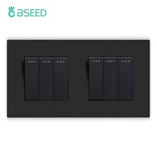 전기소켓 조명 기계식 1 소켓 EU 갱 켜기 플라스틱 스위치 전원 BSEED 3 패널 벽 끄기 콘센트 단추, Double 3Gang 1Way, 12 Double 3Gang 1Way