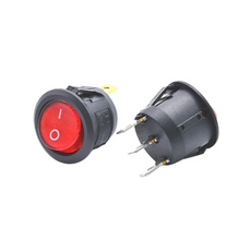 10PCS KCD1-105 20mm 직경 원형 로커 스위치 블랙 미니 라운드 레드 그린 3 핀 로커 마린 조명 스위치, 빨간색 3핀 켜기-끄기, 10개