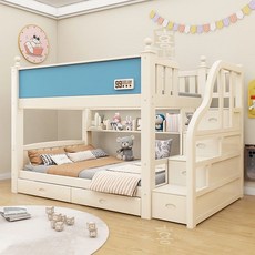 원목 분리 일반서랍 이층침대, A03/계단장+책장+서랍+매트리스, 상층 폭180하층 폭180