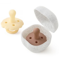 퍼기 쿠키 쪽쪽이 노리개젖꼭지 2개 + 케이스, 2단계(6개월 이상), 버터 + 초코, 1세트