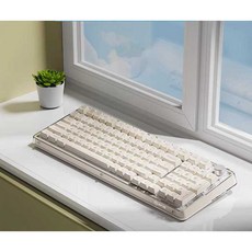 사무실 무소음 키보드 조약돌 레트로 기계식 게이밍 RGB 커스텀 게임용, 1개, Jade White 3모드