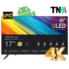 TNM 구글안드로이드 65인치TV UHD QLED 스마트 TV 1등급 TNM-6500KQS 넷플릭스 유튜브 구글스토어 방문설치, 벽걸이형