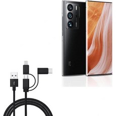 ZTE Axon 40 울트라 스페이스 에디션과 호환되는 BoxWave 케이블 에디션용 AllCharge 3in1 Jet Black, 1개