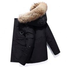 남성 겨울 다운 재킷 따뜻한 방수 후드 화이트 덕 다운 재킷 패션 남성 파카 탈부착 털 칼라 재킷 남성