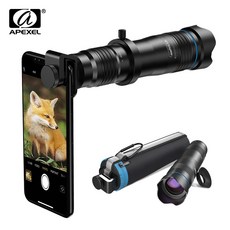 Apexel 36x 전화 카메라 렌즈 망원경 렌즈 망원 줌 hd 단안 + selfietripod 모든 스마트 폰용 원격 셔터 포함|휴대전화 렌즈|, 1개, With tripod, 단일