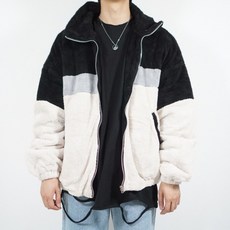 페르마 커플 벨리나 백현점퍼 배색 오버핏 양털 부드러운 따뜻한 보온 점퍼 (4color)