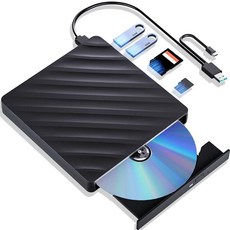 외장 블루레이 드라이브 5 in 1 휴대용 플레이어 USB 3.0 타입 C 포함 CD DVD 버너 3D 블루레이 SD/TF 포트 윈도우 노트북 데스크톱과 호환되는 PC용