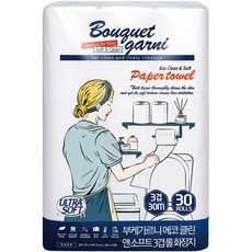 부케가르니 에코 클린 앤 소프트 3겹 롤 화장지, 1개입, 30롤