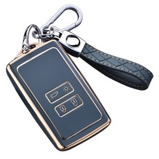 jiama 르노삼성 키 케이스 QM6 SM6 XM3 SM3 스마트 키 케이스 키체인, 회색 파랑