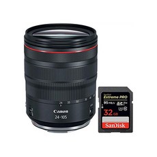 Canon RF 24105mm F4 L is USM Lens 2963C002 with Sandisk Extreme PRO SDXC 32GB UHS1 Memory Card, One Size, One Color