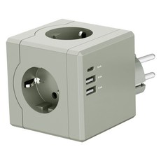 티메코 SF코팅 큐브 디자인 멀티탭 4000W 고용량 3구 (USB-A 2개 C타입 1개), 1개, 그레이 SF01, 7.6cm