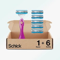 Schick Hydro Silk 여성용 면도기 3개 면도날 리필 6개 포함 192509