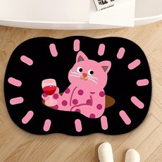 욕실 화장실 발매트 주방매트 규조토 미끄럼방지 크리에이티브 캐릭터, 1개, 블랙 도트 캣