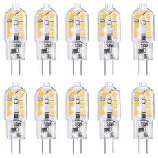 10개입 투명 PC커버 AC/DC12V 장수명 할로겐 전구 교체 220v G4 할로겐 램프 바이핀 2W 3000K, 12, DC, 10개