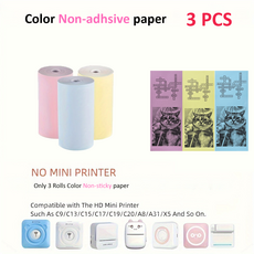 라벨기 라벨 송장 프린터 IOS 안드로이드용 미니 소형 휴대용 열전사 저널 DIY 스크랩북 노트 목록 메모 7 롤 용지, [03] 3R Color No-sticky