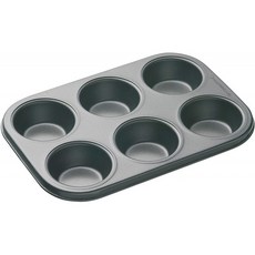 영국직배송 MasterClass 6 홀 머핀 트레이(PFOA Free Non Stick 포함) 견고한 1mm 탄소강 27 x 18cm 컵케이크 주석 포함)