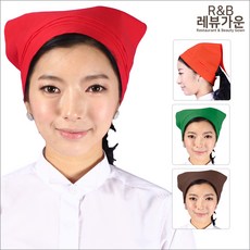 레뷰가운 AC16 삼각 스카프 벨크로 찍찍이 두건 주방두건 주방모자 위생모자 조리모, AC16_빨강, 1개