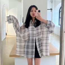 [5XL] 여리핏/올핏 쉬폰st 쿨 체크남방(셔츠) 2color 빅사이즈/5XL] 여리핏/올핏 쉬폰st 쿨 체크남방(셔츠) 2color