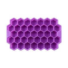 Silicone Honeycomb Movable 37 Ice Tray with removable lid silicone ice cube mold BPA-free, Purple No Lid, 1개