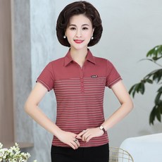 제이와이트레이더스 캐주얼셔츠 3040대 중년 마담 엄마옷 카라넥 POLO 셔츠 핫 저고리 핀스트라이프 캐쥬얼 여성의류 반팔