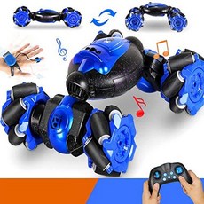 fiercewolf 제스처 제어 자동차 감지 제어 자동차 원격 제어 자동차 2.4 GHZ 스턴트 RC 자동차 트위스트, 블루_One Size, 블루_One Size, 블루